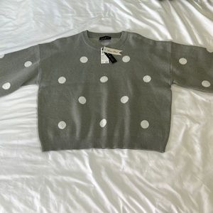 Premise grey green polka dot Viscose blend sweater size Large